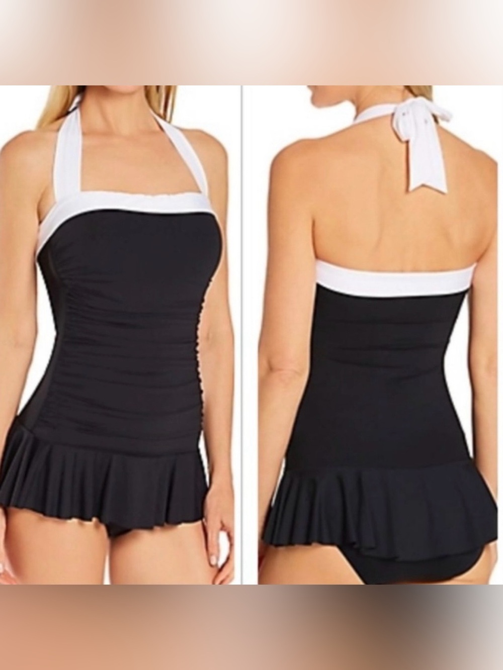 Ralph Lauren Bel Air Shirred Skirted One Piece Swimsuit Swim dress NWT